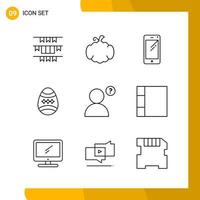 9 Icon Set Line Style Icon Pack Outline Symbols isolated on White Backgound for Responsive Website Designing vector