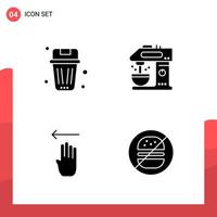 Pack of 4 Universal Glyph Icons for Print Media on White Background vector