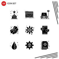 Collection of 9 Vector Icons in solid style Pixle Perfect Glyph Symbols for Web and Mobile Solid Icon Signs on White Background 9 Icons