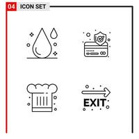 4 General Icons for website design print and mobile apps 4 Outline Symbols Signs Isolated on White Background 4 Icon Pack vector