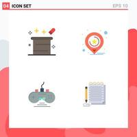 Group of 4 Modern Flat Icons Set for magic controller magician maps game controller Editable Vector Design Elements