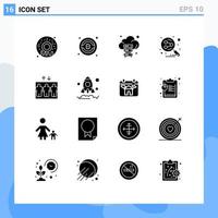 16 iconos creativos signos y símbolos modernos del motor de búsqueda del grupo de tecnología de elevación de lanzamiento elementos de diseño vectorial editables vector