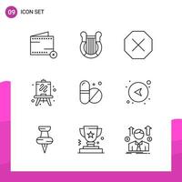 Outline Icon set Pack of 9 Line Icons isolated on White Background for responsive Website Design Print and Mobile Applications vector