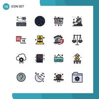 Mobile Interface Flat Color Filled Line Set of 16 Pictograms of movie edit easel cut transmitter Editable Creative Vector Design Elements