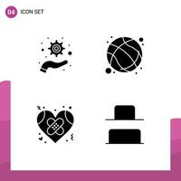 User Interface Pack of Basic Solid Glyphs of management broken ball sport heart Editable Vector Design Elements