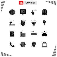 Pictogram Set of 16 Simple Solid Glyphs of commerce add online swipe right Editable Vector Design Elements