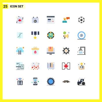 Pictogram Set of 25 Simple Flat Colors of conversation popup code message development Editable Vector Design Elements
