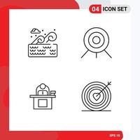 Universal Icon Symbols Group of 4 Modern Filledline Flat Colors of water computer holder target person Editable Vector Design Elements