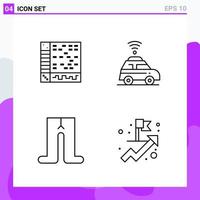 Set of 4 icons in Line style Creative Outline Symbols for Website Design and Mobile Apps Simple Line Icon Sign Isolated on White Background 4 Icons vector