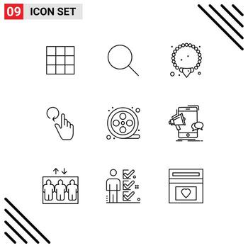 9 Universal Outlines Set for Web and Mobile Applications marketing reel mala movie reel reload Editable Vector Design Elements