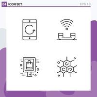paquete de 4 modernos signos y símbolos de colores planos de línea rellena para medios de impresión web, como dispositivos telefónicos de flecha, que ayudan a incorporar elementos de diseño de vectores editables