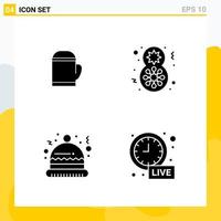 Collection of 4 Universal Solid Icons Icon Set for Web and Mobile vector