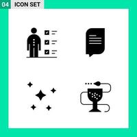 Pack of 4 Solid Style Icon Set Glyph Symbols for print Creative Signs Isolated on White Background 4 Icon Set vector