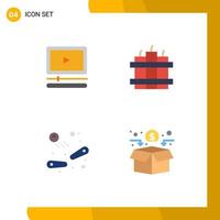 Set of 4 Commercial Flat Icons pack for video game timer funding Editable Vector Design Elements