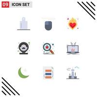 User Interface Pack of 9 Basic Flat Colors of analysis search customer scan person Editable Vector Design Elements