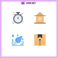 Flat Icon Pack of 4 Universal Symbols of alarm shack mobile home spa Editable Vector Design Elements