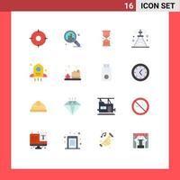 Flat Color Pack of 16 Universal Symbols of astronomy technology time signal communications Editable Pack of Creative Vector Design Elements