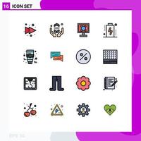 Set of 16 Modern UI Icons Symbols Signs for face level graphics devices battery Editable Creative Vector Design Elements