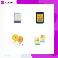 4 iconos universales planos signos símbolos de corán gráfico móvil ramadhan análisis cumpleaños elementos de diseño vectorial editables vector