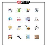 Modern Set of 16 Flat Colors Pictograph of cloud report tool magnifier squard Editable Pack of Creative Vector Design Elements