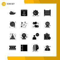 16 Icon Set Solid Style Icon Pack Glyph Symbols isolated on White Backgound for Responsive Website Designing vector