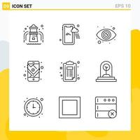 colección de 9 iconos de línea universal conjunto de iconos para web y móvil vector