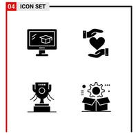 4 General Icons for website design print and mobile apps 4 Glyph Symbols Signs Isolated on White Background 4 Icon Pack vector