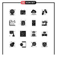 Set of 16 Modern UI Icons Symbols Signs for arrows slippers day shoes technology Editable Vector Design Elements