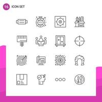 16 Outline concept for Websites Mobile and Apps board ad gears stationary pencil Editable Vector Design Elements