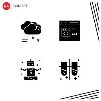 conjunto de 4 iconos modernos de la interfaz de usuario símbolos signos para el ejercicio de lluvia en la nube codificación del clima lluvioso deportes elementos de diseño vectorial editables vector