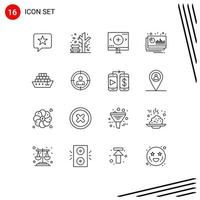 Outline Pack of 16 Universal Symbols of forecast financial computer chart search Editable Vector Design Elements