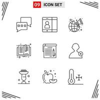 9 Icons Line Style Grid Based Creative Outline Symbols for Website Design Simple Line Icon Signs Isolated on White Background 9 Icon Set vector