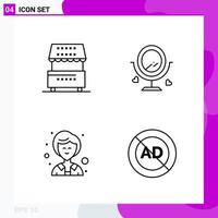 Line Icon set Pack of 4 Outline Icons isolated on White Background for Web Print and Mobile vector