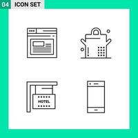 Pack of 4 Line Style Icon Set Outline Symbols for print Creative Signs Isolated on White Background 4 Icon Set vector