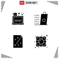 4 Icons Solid Style Grid Based Creative Glyph Symbols for Website Design Simple Solid Icon Signs Isolated on White Background 4 Icon Set vector