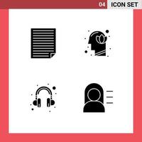 Pictogram Set of 4 Simple Solid Glyphs of data lotus paper harmony help Editable Vector Design Elements