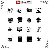 16 Icons Solid Style Grid Based Creative Glyph Symbols for Website Design Simple Solid Icon Signs Isolated on White Background 16 Icon Set vector