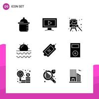 Glyph Icon set Pack of 9 Solid Icons isolated on White Background for responsive Website Design Print and Mobile Applications vector