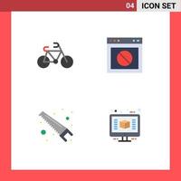 4 iconos planos universales establecidos para aplicaciones web y móviles aplicación de sierra para bicicletas cortador web elementos de diseño vectorial editables vector