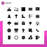 Pictogram Set of 25 Simple Solid Glyphs of locker shopping management ecommerce barcode Editable Vector Design Elements