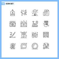 Stock Vector Icon Pack of 16 Line Signs and Symbols for medical aid first aid kit connect bag job Editable Vector Design Elements