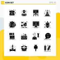 Collection of 16 Universal Solid Icons Icon Set for Web and Mobile vector