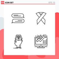 Collection of 4 Vector Icons in Line style Modern Outline Symbols for Web and Mobile Line Icon Sign Isolated on White Background 4 Icons