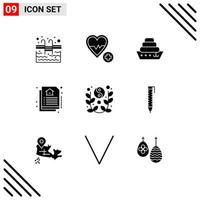 9 User Interface Solid Glyph Pack of modern Signs and Symbols of yin yang new cruise lunar estate Editable Vector Design Elements