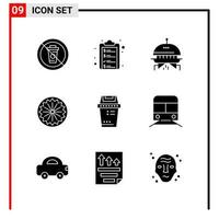 9 General Icons for website design print and mobile apps 9 Glyph Symbols Signs Isolated on White Background 9 Icon Pack vector