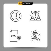 4 Black Icon Pack Outline Symbols Signs for Responsive designs on white background 4 Icons Set vector