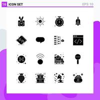 User Interface Pack of 16 Basic Solid Glyphs of board easter alarm ring time Editable Vector Design Elements