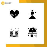 Stock Vector Icon Pack of 4 Line Signs and Symbols for heart hardware academy statue speaker Editable Vector Design Elements