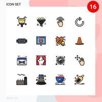 16 Universal Flat Color Filled Lines Set for Web and Mobile Applications man belt hand accessories restore Editable Creative Vector Design Elements