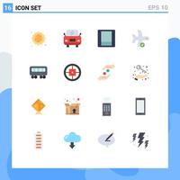 Pictogram Set of 16 Simple Flat Colors of badge train check railway transportation Editable Pack of Creative Vector Design Elements